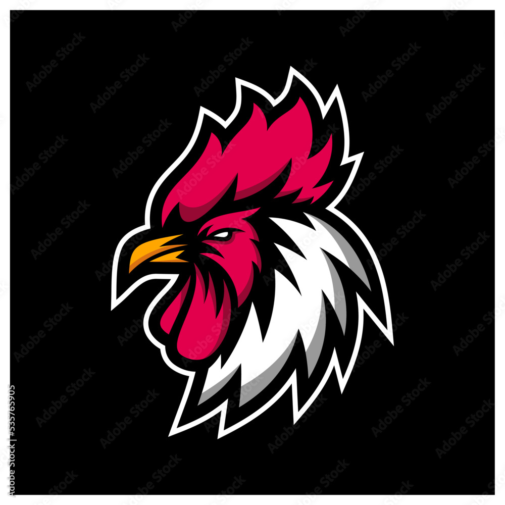 Obraz premium chicken rooster head mascot sport esport logo template