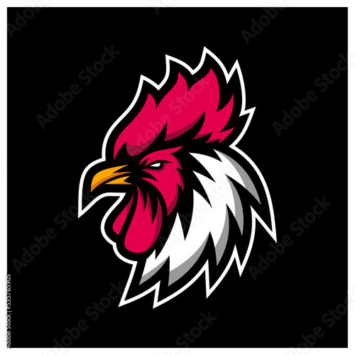chicken rooster head mascot sport esport logo template