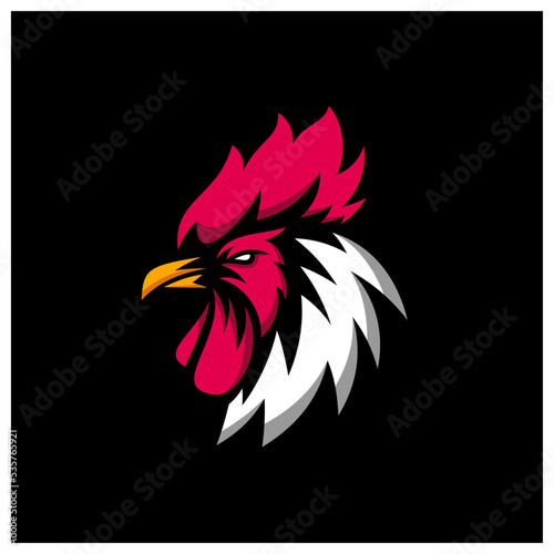 chicken rooster head mascot sport esport logo template