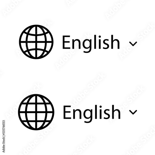 Planet pictogram. Language button for website. Translate icon. web, mobile user interface element. Vector illustration.
