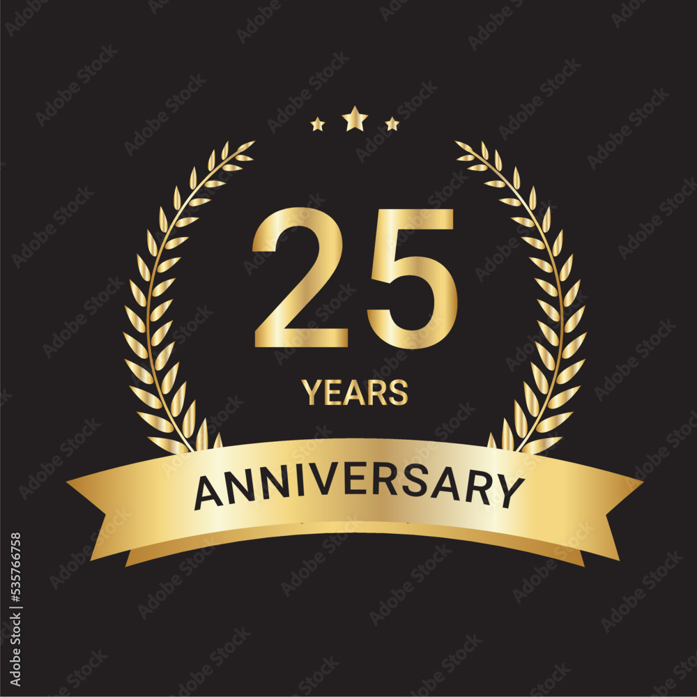 Fototapeta premium 25 Year Anniversary Celebration Logo. 25 Year Anniversary Vector Art, Icons, and Graphics 