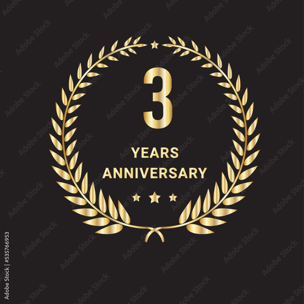 Naklejka premium 3 Year Anniversary Celebration Logo. 3 Year Anniversary Vector Art, Icons, and Graphics 