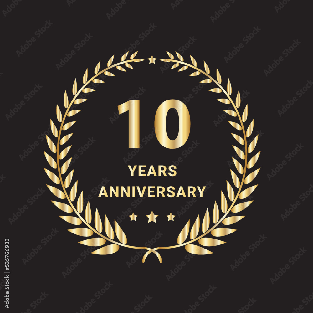 Fototapeta premium 10 Year Anniversary Celebration Logo. 10 Year Anniversary Vector Art, Icons, and Graphics 