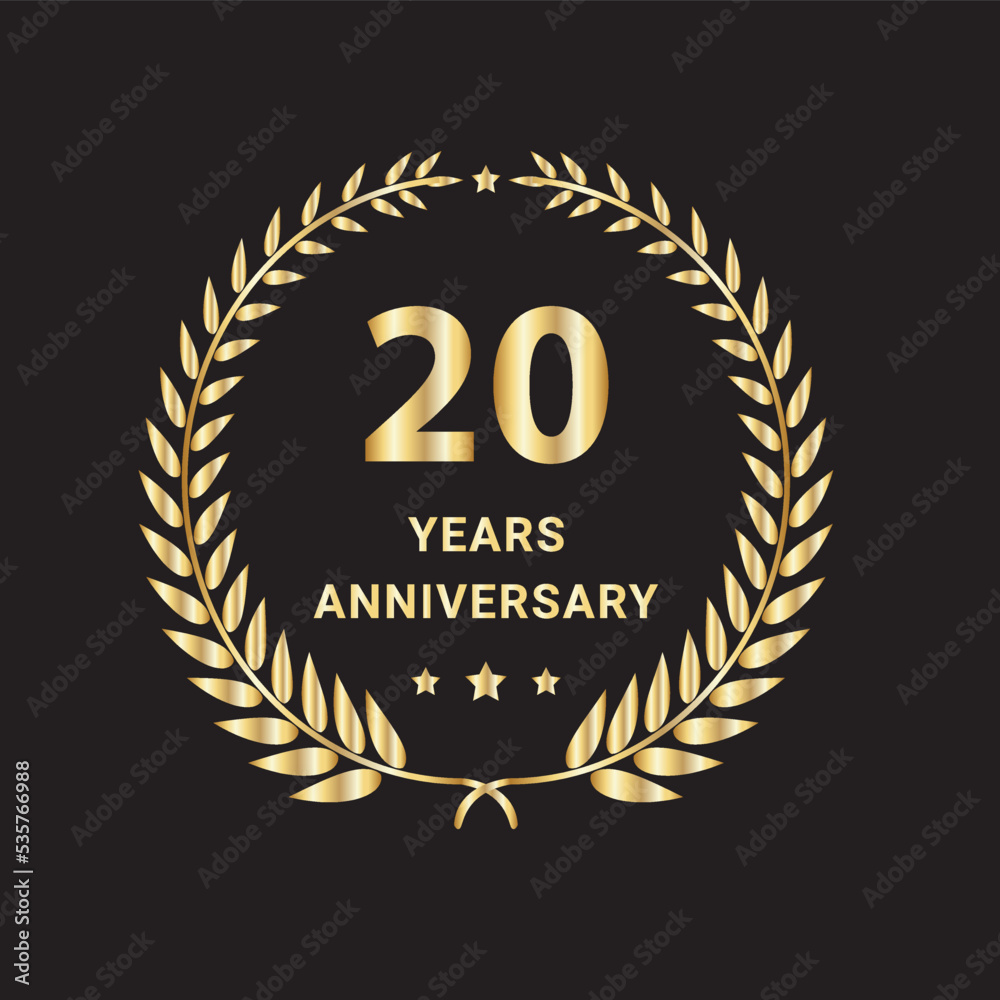 Fototapeta premium 20 Year Anniversary Celebration Logo. 20 Year Anniversary Vector Art, Icons, and Graphics 