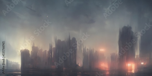 Dramatic scene  cities of the future  in the clouds.