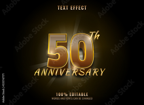 50 anniversary golden 3d text effect for event, wedding, invitation