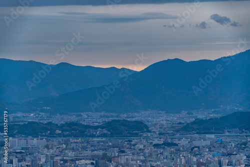 View of Fukuoka city from hill in the evening. © w108av22