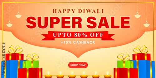Vector illustration of Happy Diwali Sale banner template