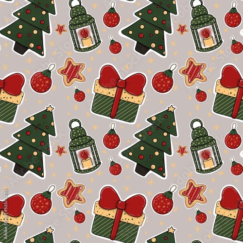 seamless pattern with christmas gifts