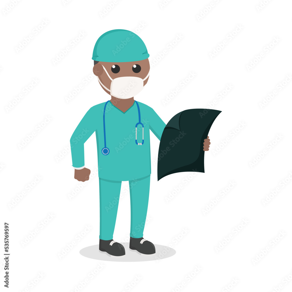 surgeon african looking mri scan result design character on white background surgeon african looking mri scan result design character on white background
