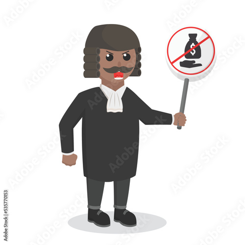 judge african with no bribe sign design character on white background