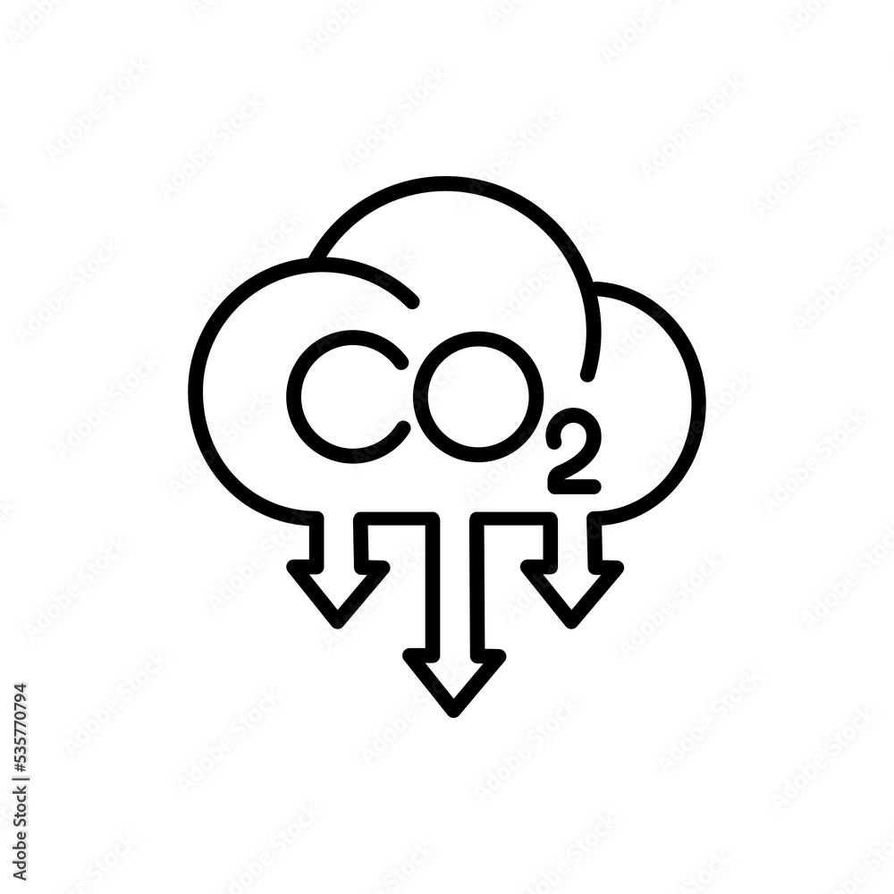 Black CO2 emissions in cloud icon isolated on white background. Carbon dioxide formula symbol, smog pollution concept, environment concept. Random dynamic shapes. Vector Illustration Black CO2 emissions in cloud icon isolated on white background. Carbon dioxide formula symbol, smog pollution concept, environment concept. Random dynamic shapes. Vector Illustration