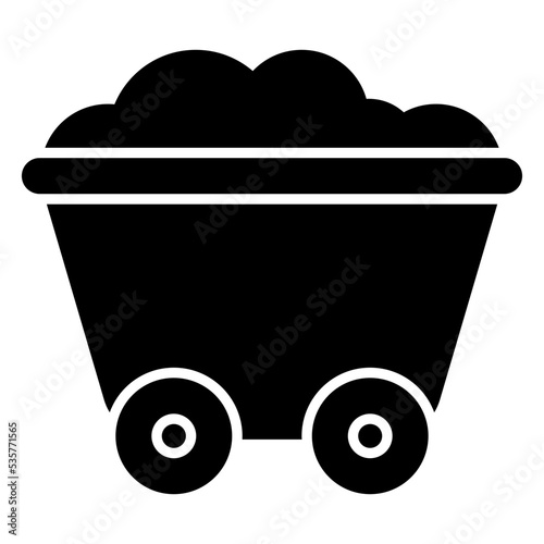 Filled design icon of coal wagon 