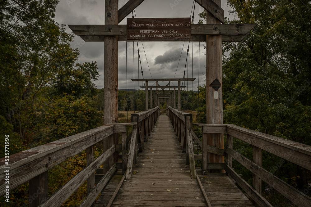 Suspension bridge along the  Appalachian Trial in New Jersey