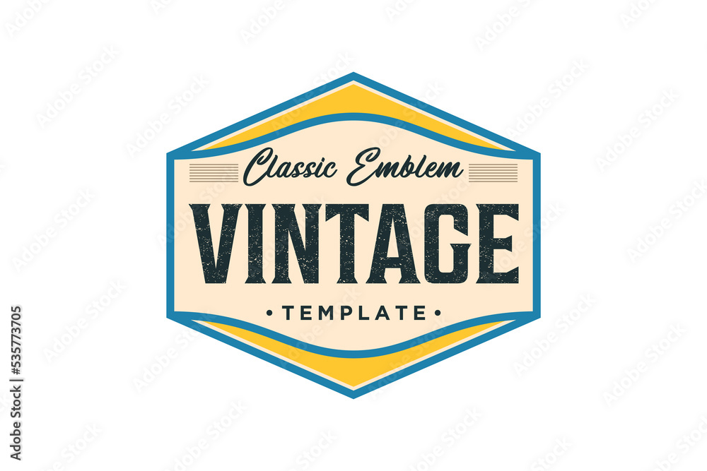 Emblem badge logo design hexagon shape border banner template