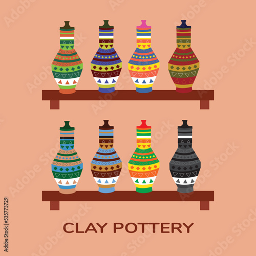 CLAY POTTERY COLORFUL FROM ASWAN AND LUXOR IN EGYPT