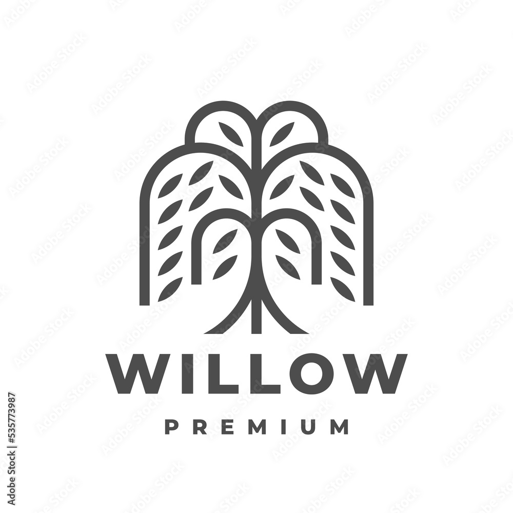 Willow tree logo design. Weeping willow icon. Vector illustration