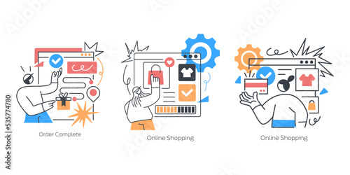 Online Shopping Concept illustrations set. Vector Isolated Concept Metaphor Illustration. Flat vector illustration isolated on white background