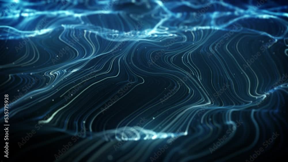 Abstract Swirling And Flowing Lines Background/ 4k animation of an abstract wallpaper technology background with waving powerful light stroke patterns rendered using ambient occlusion and depth of fie