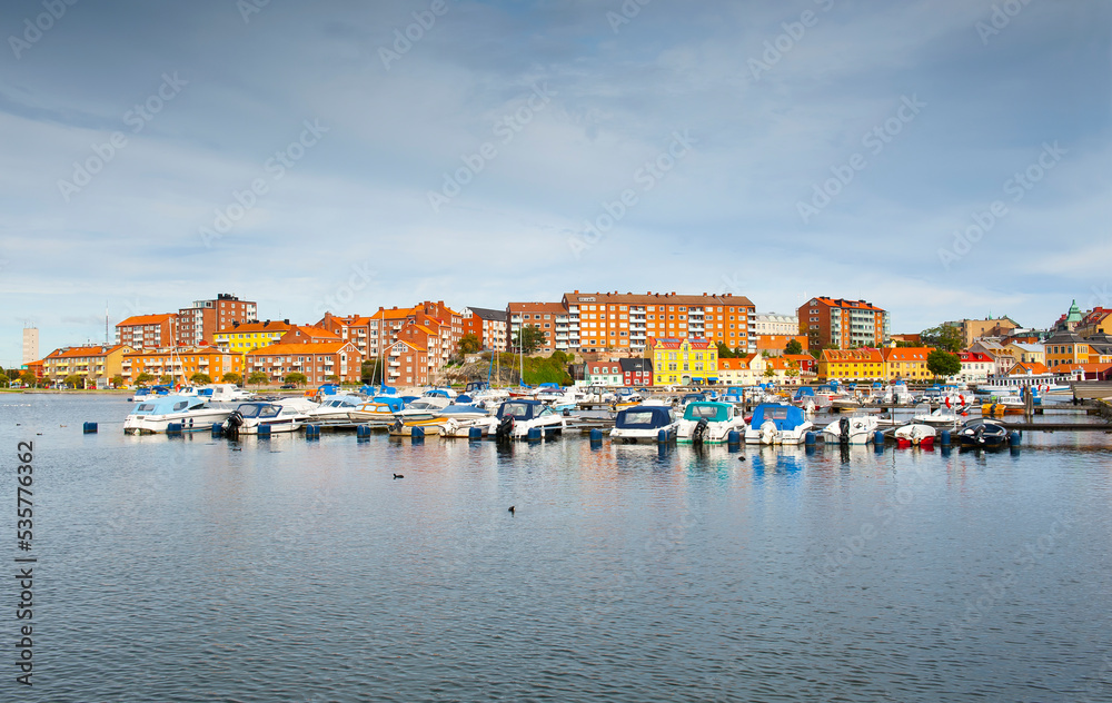 Marina in in the center of Karlskrona in Sweden