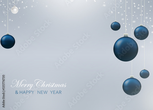 Christmas background with blue balls. Xmas background design