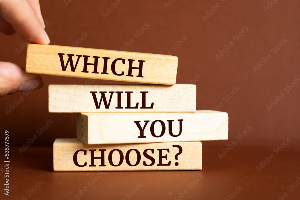 Obraz premium Wooden blocks with words 'Which will you Choose?'.
