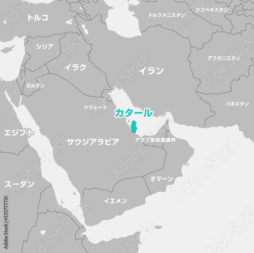 カタールを中心としたアラビア半島周辺　マップ・地図