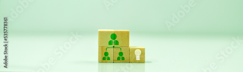 family business development and growth concept on wooden cube with icons New skills for the evolution of copy space technology.