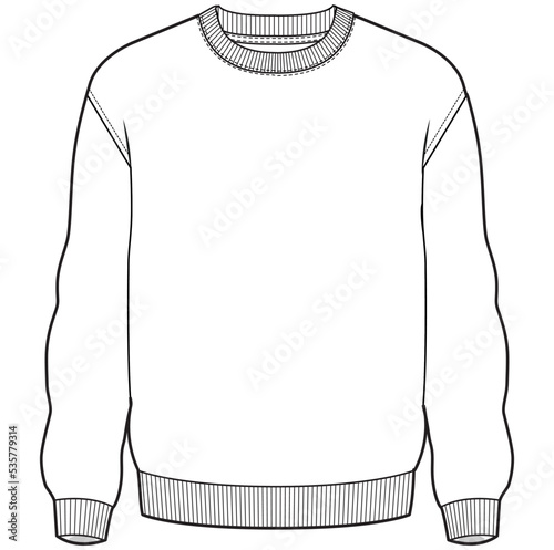 Long sleeve sweatshirt mens winter wear t shirt flat sketch vector illustration