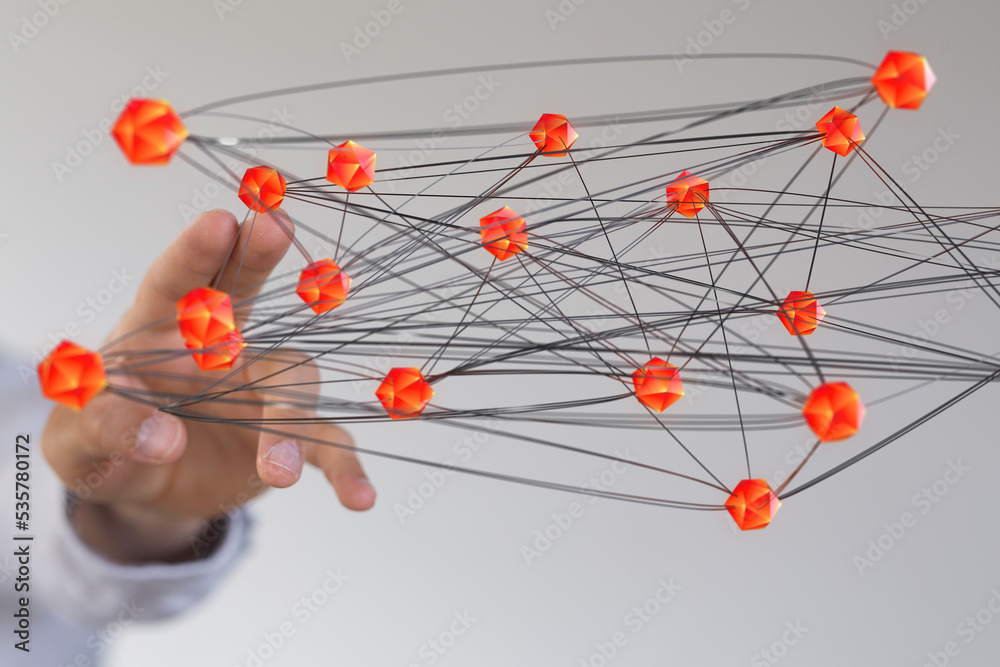 Global network. Blockchain. 3D illustration. Neural networks and artificial intelligence. Abstract Global network. Blockchain. 3D illustration. Neural networks and artificial intelligence. Abstract