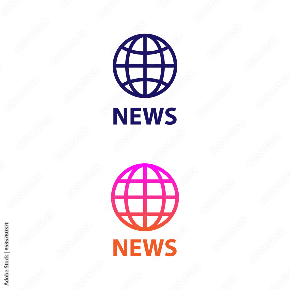 news button with globe pictogram. vector illustration. web interface design element.