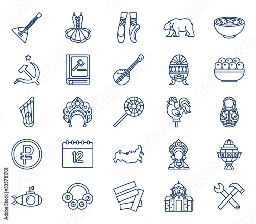 Russia country and culture icon set