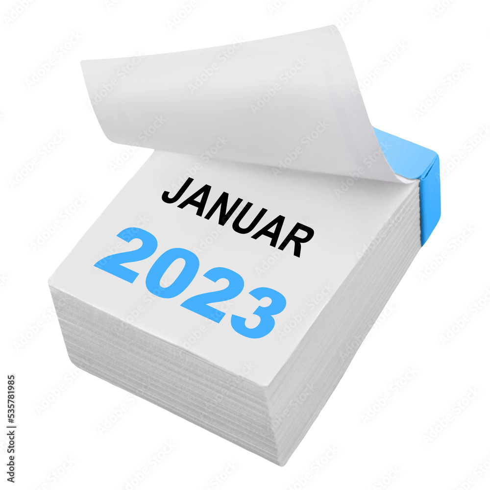 Deutscher Kalender Januar 2023 auf weissem Hintergrund Deutscher Kalender Januar 2023 auf weissem Hintergrund