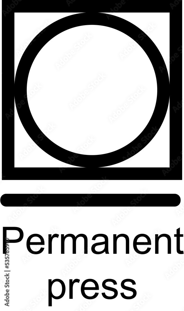 Permanent press. Laundry icons. Garment care instructions on labels