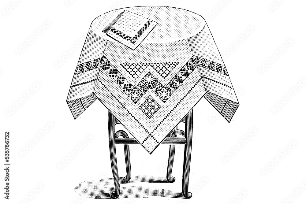 Table with tablecloth - Vintage Illustration 