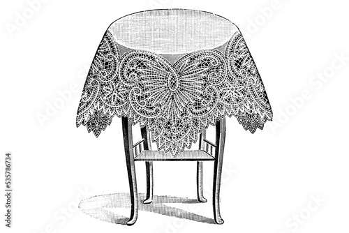 Table with tablecloth - Vintage Illustration 