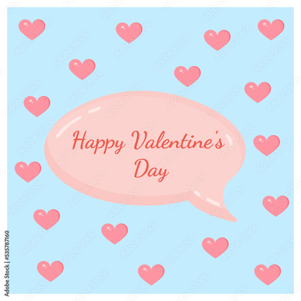 Pink message bubble with text for postcard, textile, decor, poster, banner, internet, social networks. Vector illustration of a simple love symbol. Greeting card for Valentine's Day.