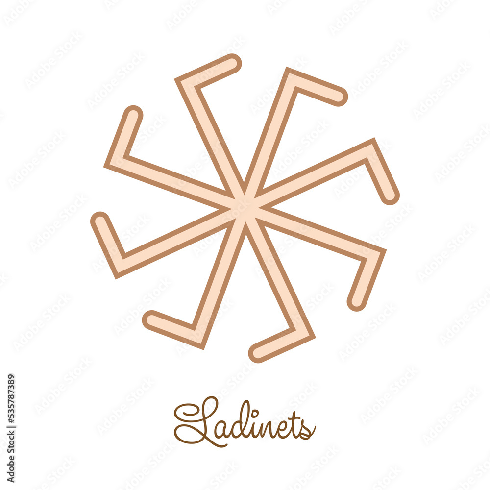 Ladinets, female Kolovrat. a Slavic symbol decorated with Scandinavian weaving ornaments. Beige trendy Ladinets, female Kolovrat. a Slavic symbol decorated with Scandinavian weaving ornaments. Beige trendy
