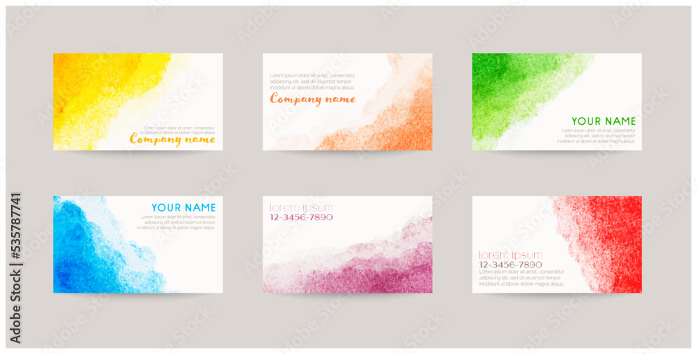 business cards template. watercolor vector background