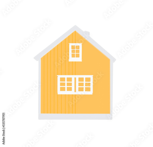 small yellow house illustration. traditional nothern european house. 