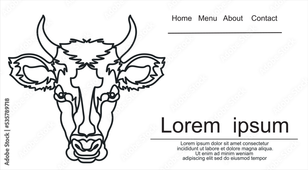 vector-image-of-a-cow-head-design-vector-cow-logo-farm-animals-stock