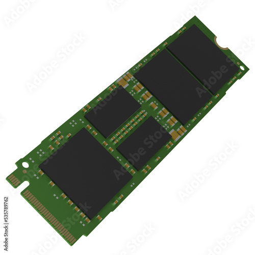 3d rendering illustration of a SSD M2 internal solid state drive