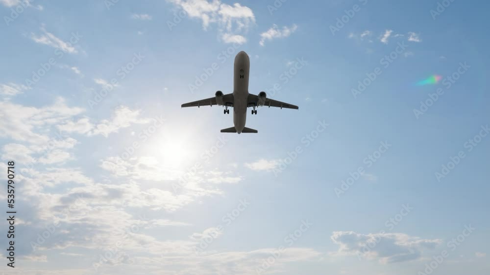 3840x2160. Airplane Takes Off Against the Background of Time-Lapse Sunset. Beautiful 3d Animation. Ultra HD 4K. 3840x2160. Airplane Takes Off Against the Background of Time-Lapse Sunset. Beautiful 3d Animation. Ultra HD 4K.