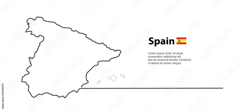 Continuous one line drawing of Spain