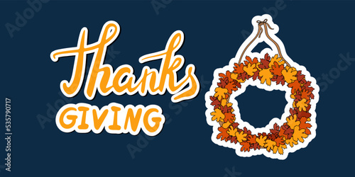 Thanksgiving greeting banner. Vector template for design