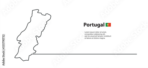 Continuous one line drawing of Portugal