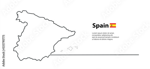 Continuous one line drawing of Spain