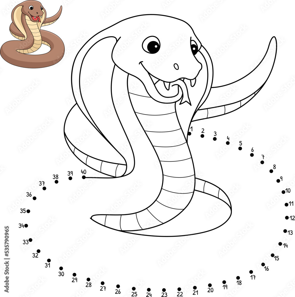 Dot to dot cobra isolated coloring page for kids stock vector adobe stock