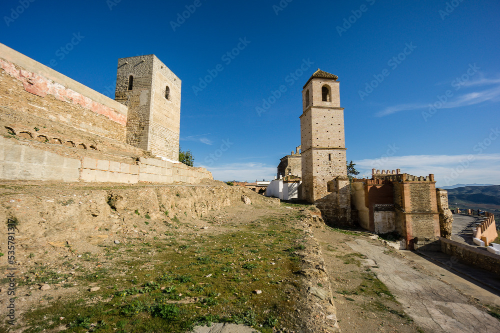 Castillo de Álora, recinto amurallado, siglo X,  Cerro de Las Torres. monumento nacional , Álora, Malaga, Andalucia, Spain