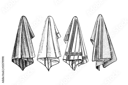 Dish Towels, cloths for drying dishes - Vintage illustration